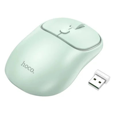 HOCO GM25 Dual-Mode Wireless Bluetooth 2.4G Silent Mouse – Light Green Color