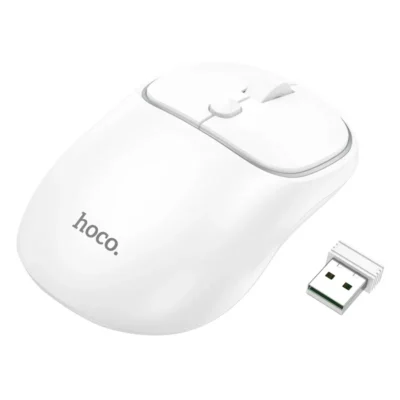 HOCO GM25 Dual-Mode Wireless Bluetooth 2.4G Silent Mouse – White Color