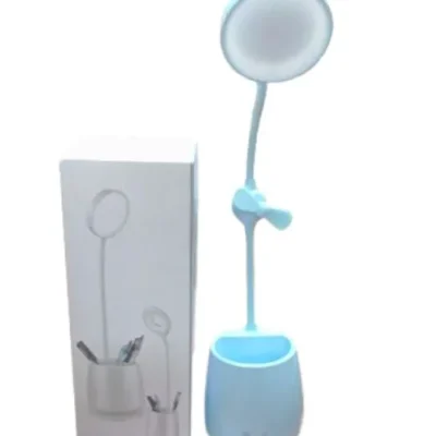 Desk Pen Holder With Led Lamp And Fan