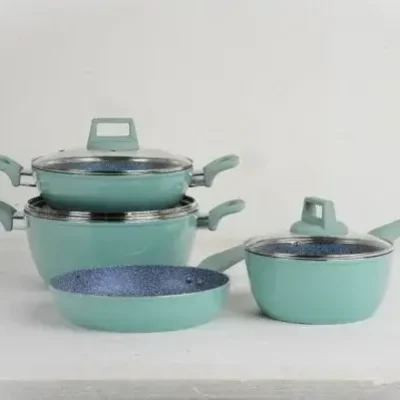 Kiam Die-Casting 7 Set Non-Stick Pan Ceramic Coated-Blue Color