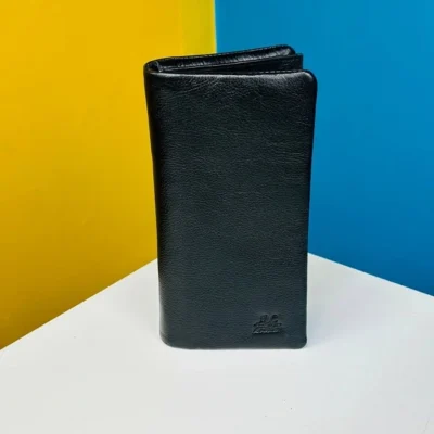 Men’s Stylish Long Leather Wallet – Black Color